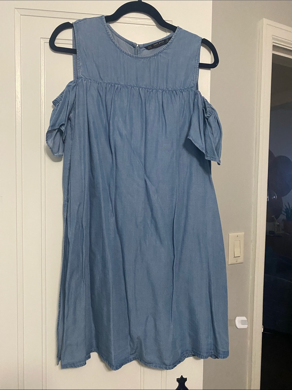 Zara Light Blue Cold-Shoulder Dress with Built in Short - Picture 1 of 4